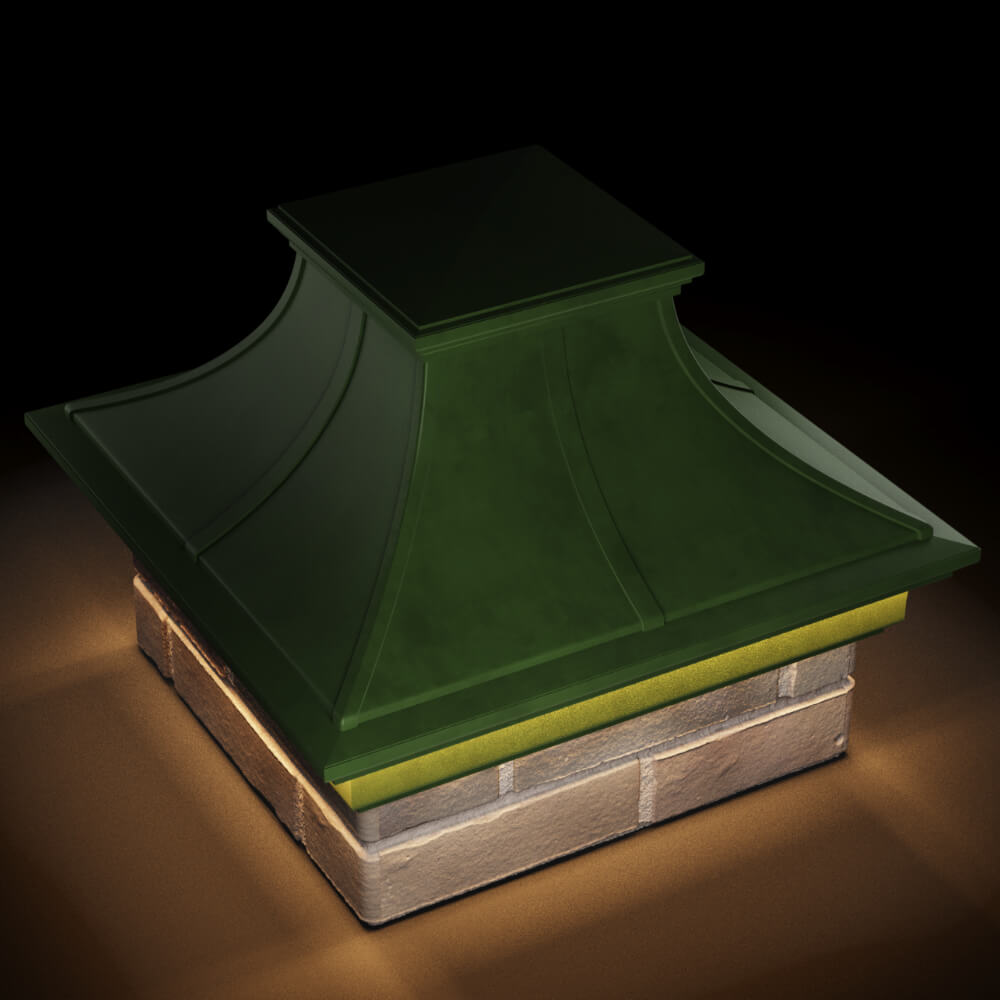 Колпак Zking Монблан Премиум Зеленый на столб 1.5х1.5 кирпича (385х385мм) с подсветкой в Слободском фото