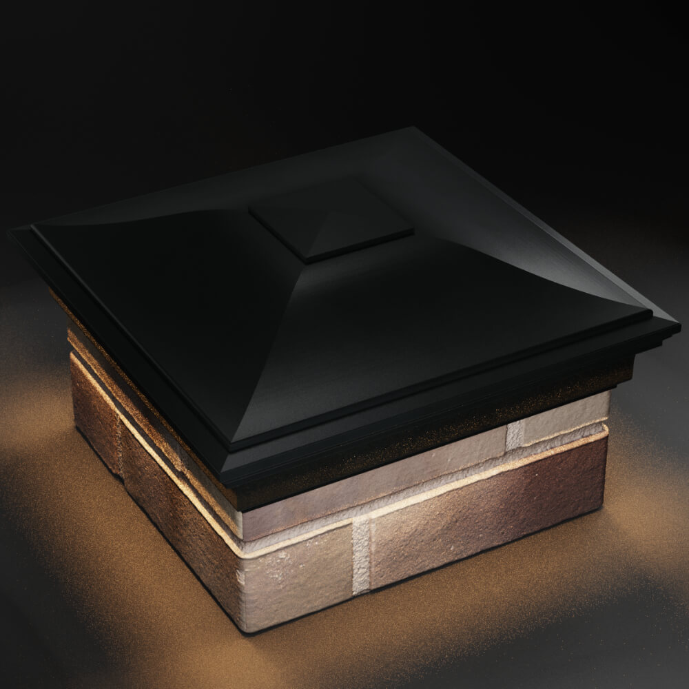 Колпак Zking Монблан Черный на столб 1.5х1.5 кирпича (385х385мм) с подсветкой в Слободском фото