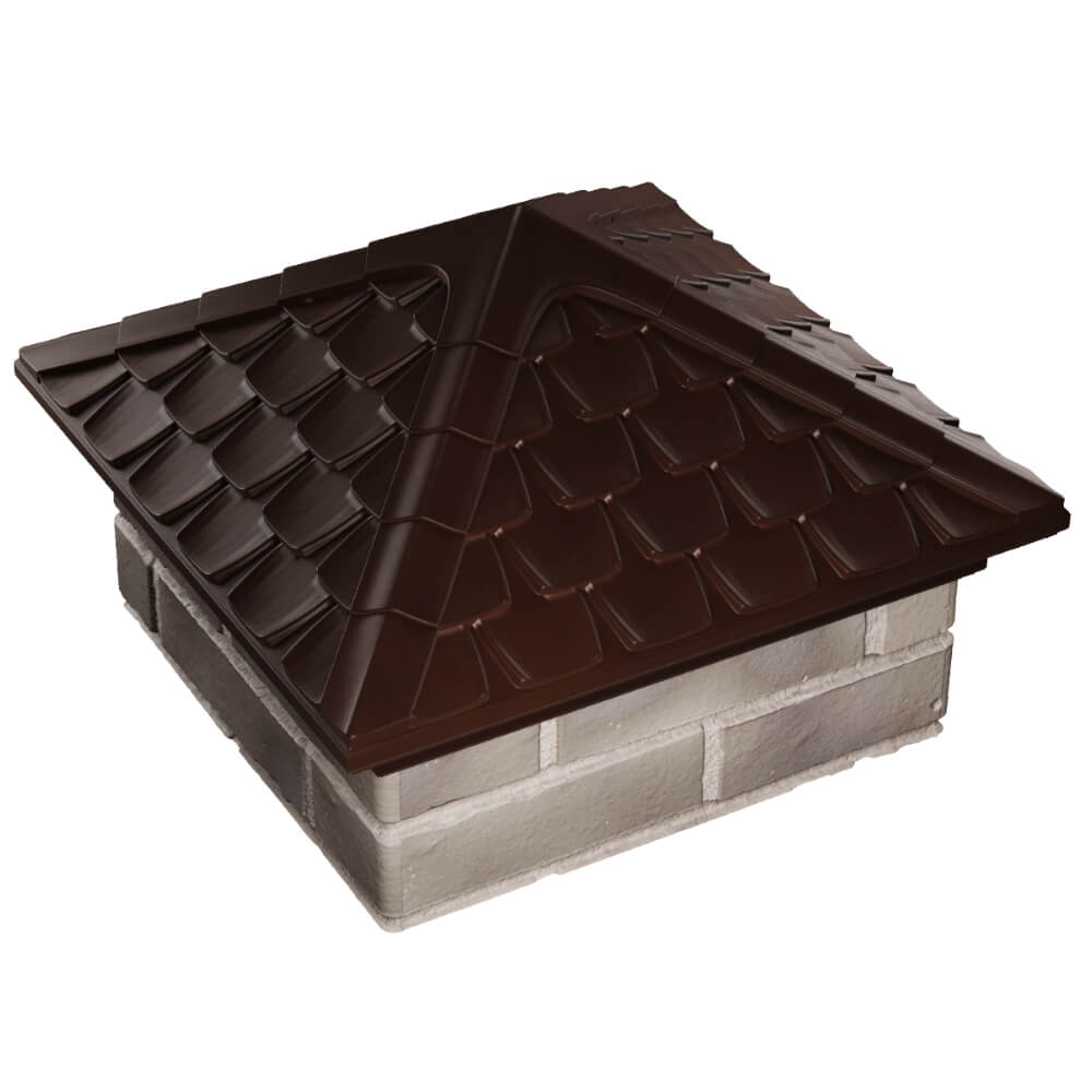 Колпак Zking Эльбрус Коричневый на столб 1.5х1.5 кирпича (385х385мм) в Слободском фото