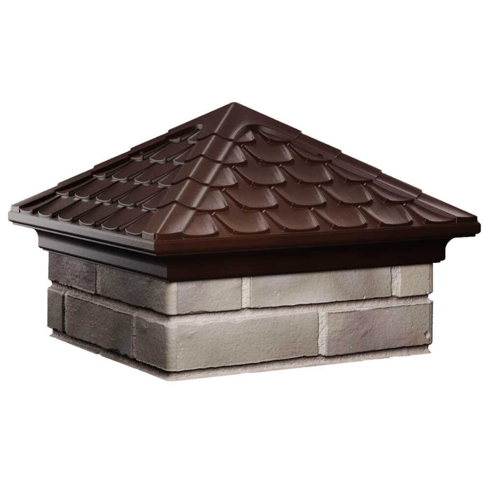 Колпак Zking Эльбрус Коричневый на столб 1.5х1.5 кирпича (385х385мм) в Слободском фото
